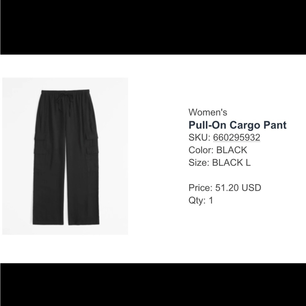 Abercrombie Black Wide Leg Cargo Pants